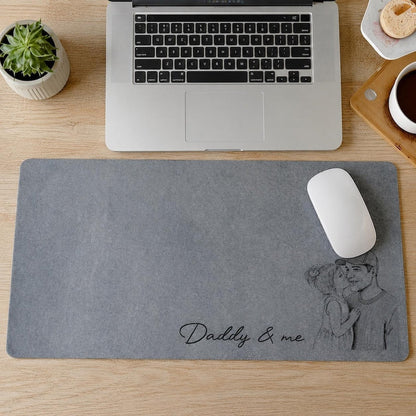 Custom Slogan Photo Sketch Desk Mat, Father’s Day Gift for Dad/Grandpa