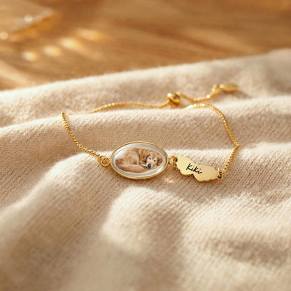 Forever With You Pet Bracelet - Custom Pet Photo & Engraved Charm Keepsake