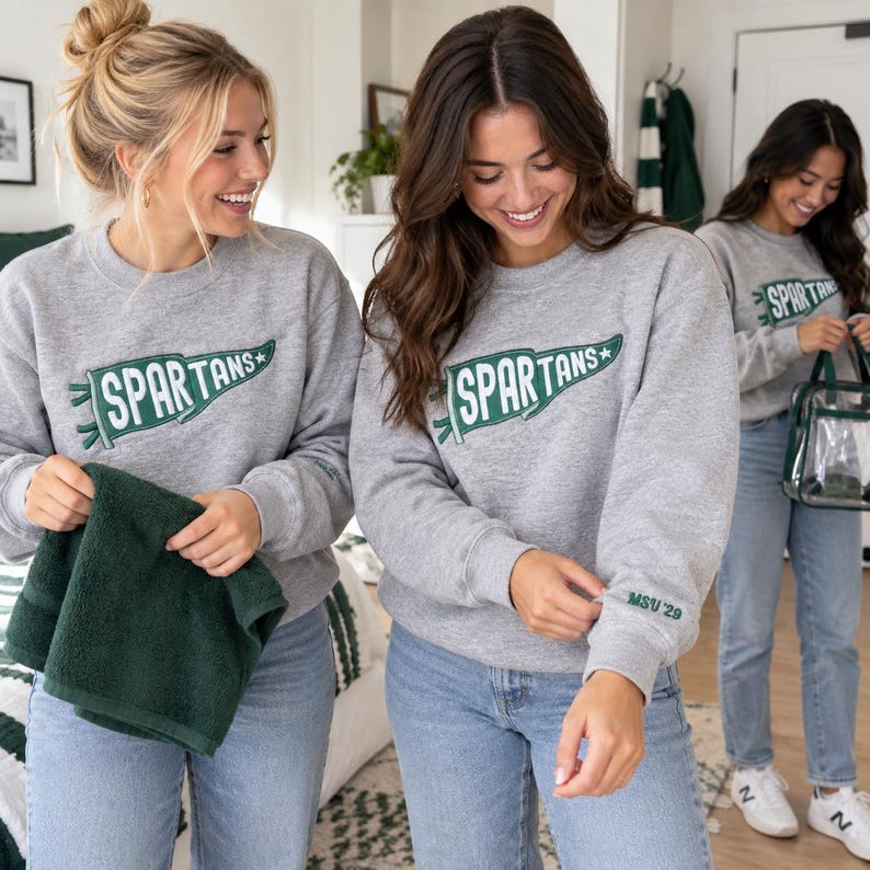 Custom Vintage Pennant Embroidered Sweatshirt