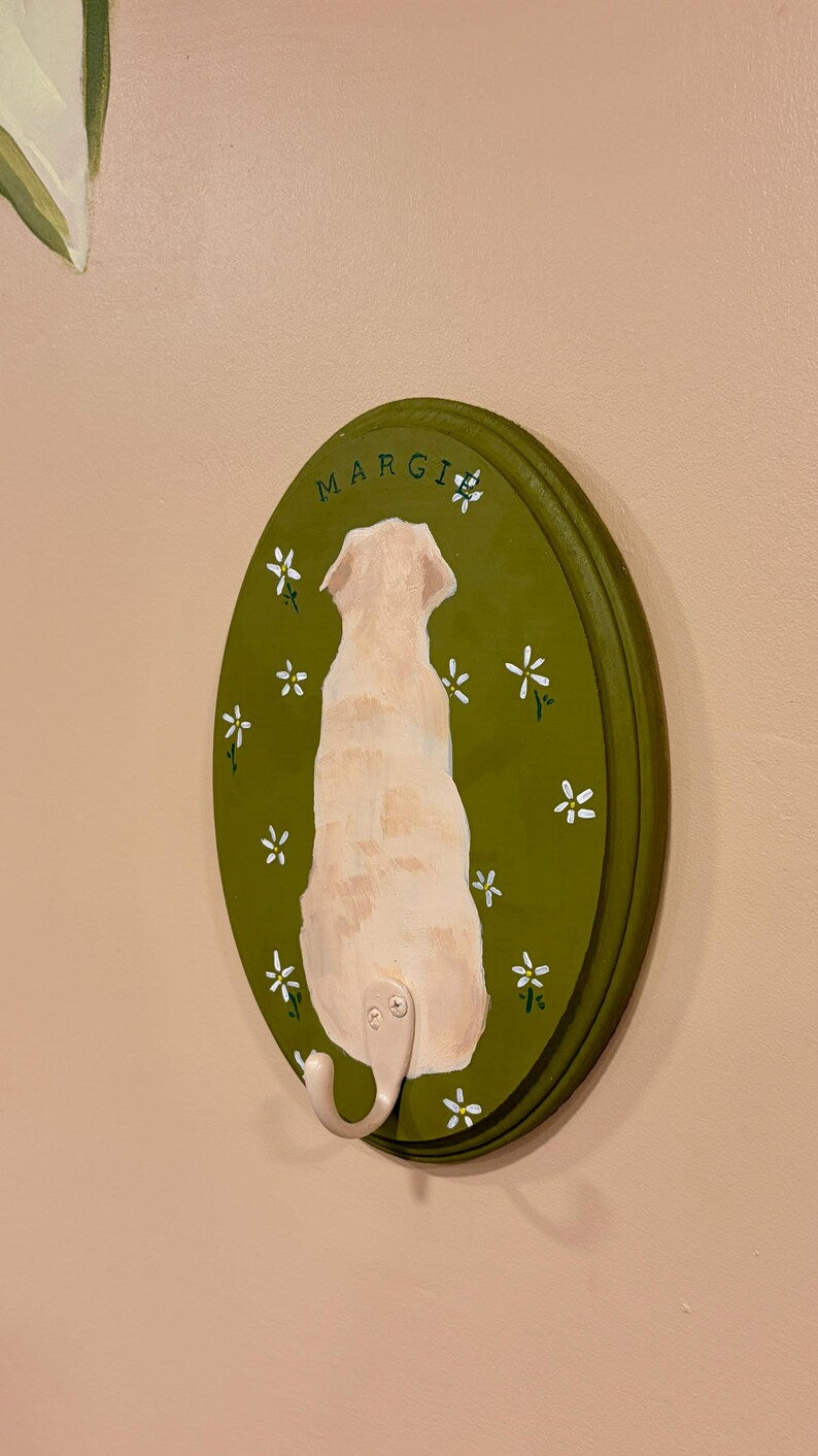 Personalized Hand-Painted Dog Leash Hook Plaque