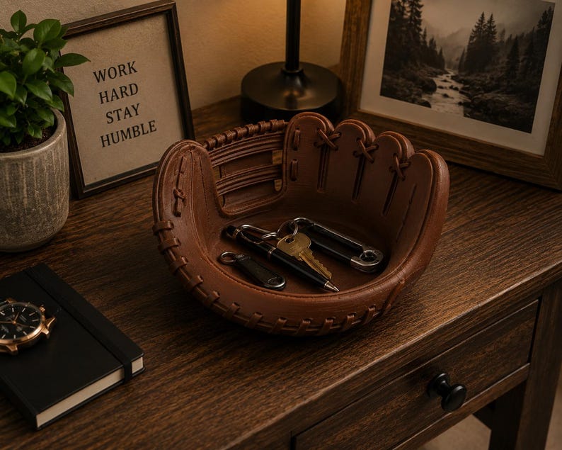 Custom Engraved Baseball Glove Catchall Tray For Men