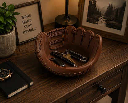 Custom Engraved Baseball Glove Catchall Tray For Men