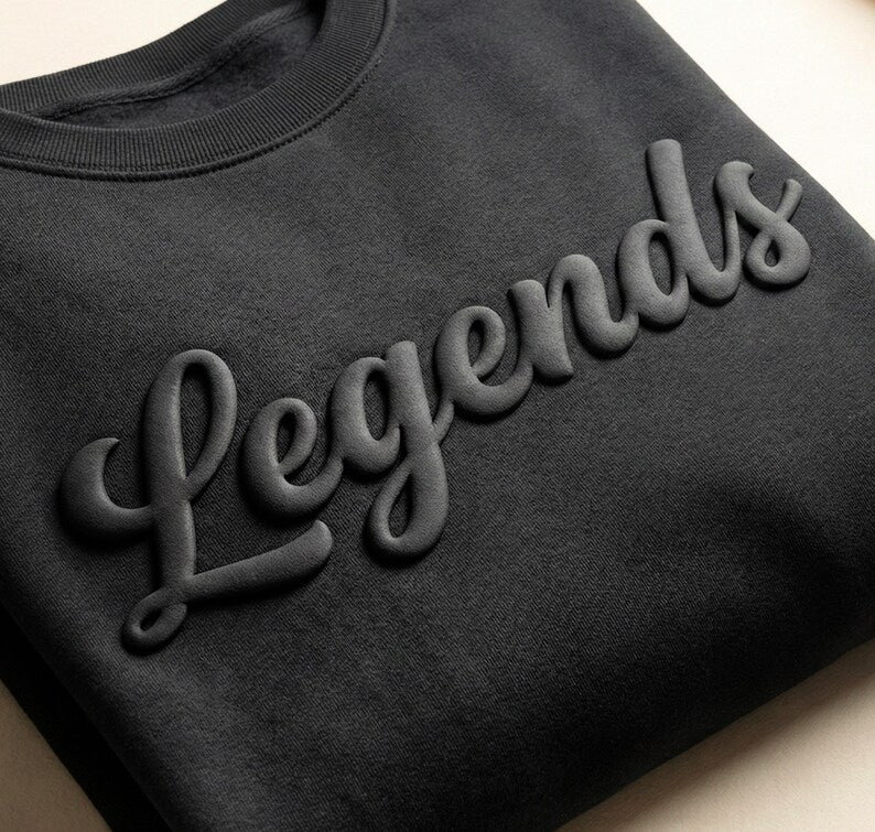 Custom 3D Puff Print Script Crewneck Sweatshirt