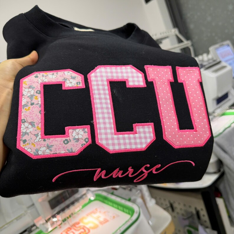 Custom Arched Appliqué Collegiate Crewneck Sweatshirt