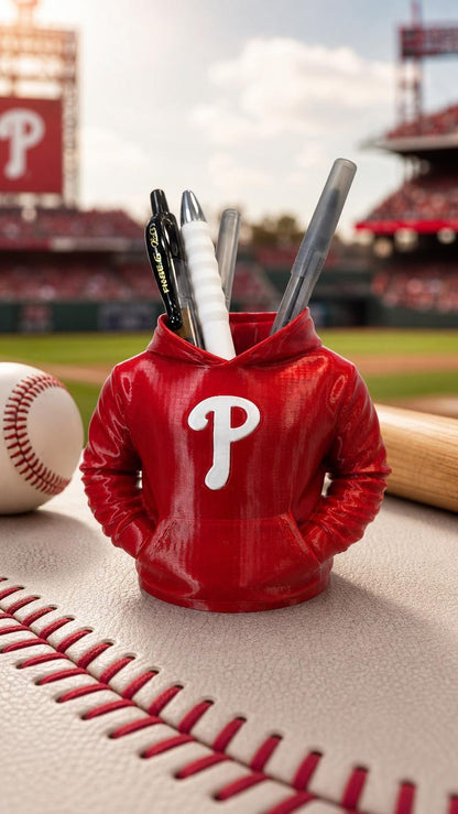 Phillies Mini Hoodie Pen Cup, Philly Baseball Desk Accessory