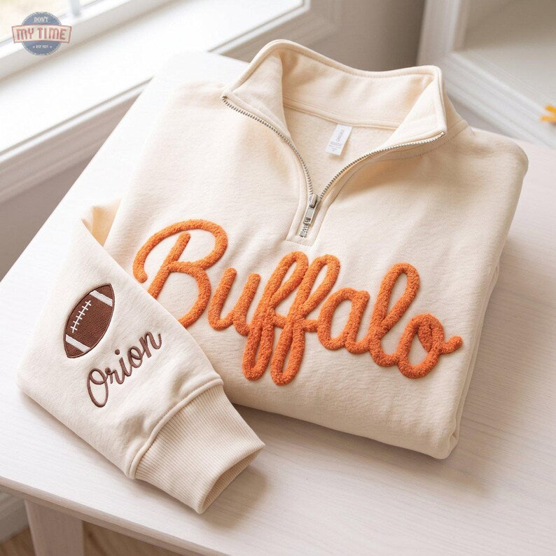 Custom Chenille Embroidered Quarter-Zip Pullover