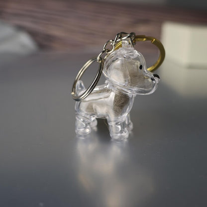 Custom Pet Hair Keepsake Keychain, Personalized Clear Pet Fur Storage Key Ring