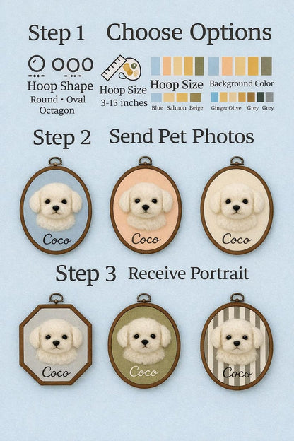 Personalized Needle Felt Pet Hoop Art Portrait