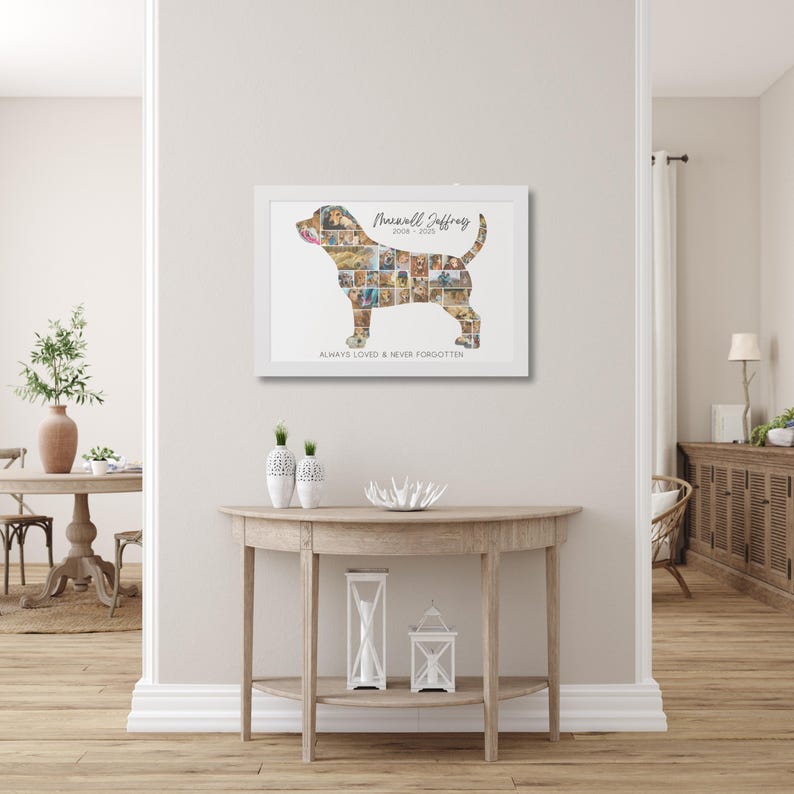 Custom Dog Silhouette Photo Collage Pet Memorial Art Print