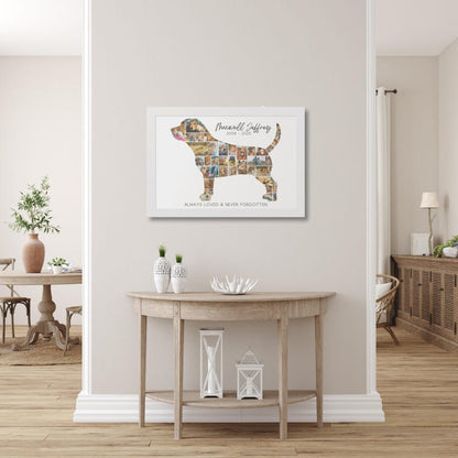 Custom Dog Silhouette Photo Collage Pet Memorial Art Print