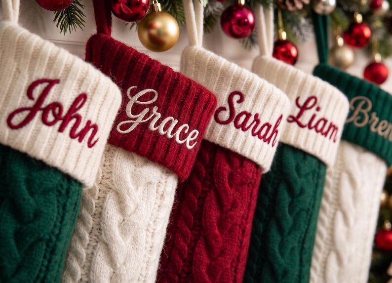 Personalized Cable Knit Christmas Stockings