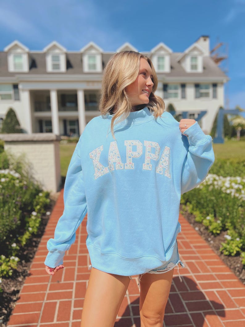 Custom Floral Letter Fleece Pullover Sweatshirt