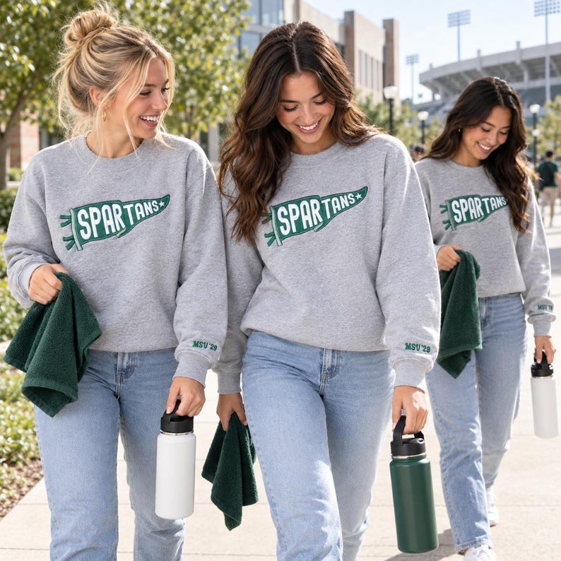 Custom Vintage Pennant Embroidered Sweatshirt