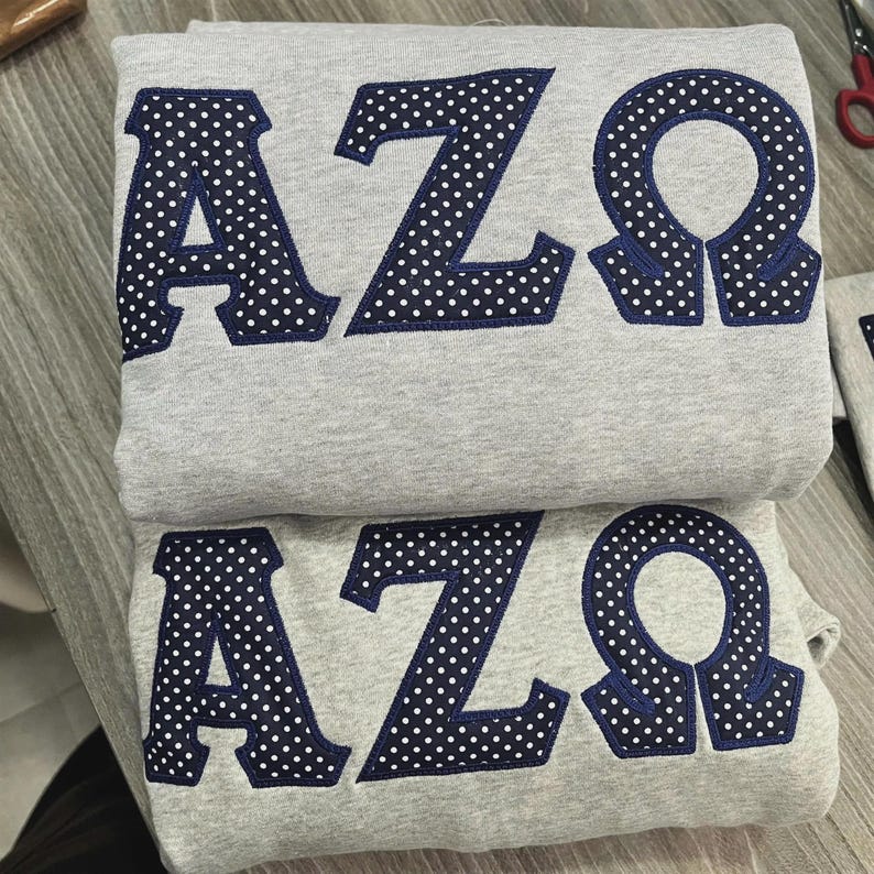 Custom Gingham Appliqué Mock Neck Sweatshirt