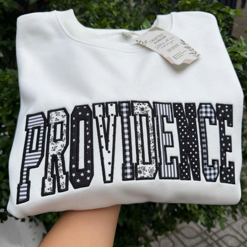 Personalized Vintage Pattern Appliqué Collegiate Sweatshirt