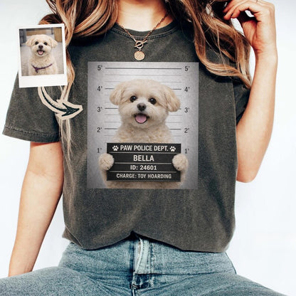 Custom Pet Mugshot Tee | Personalized Paw Police Portrait Shirt