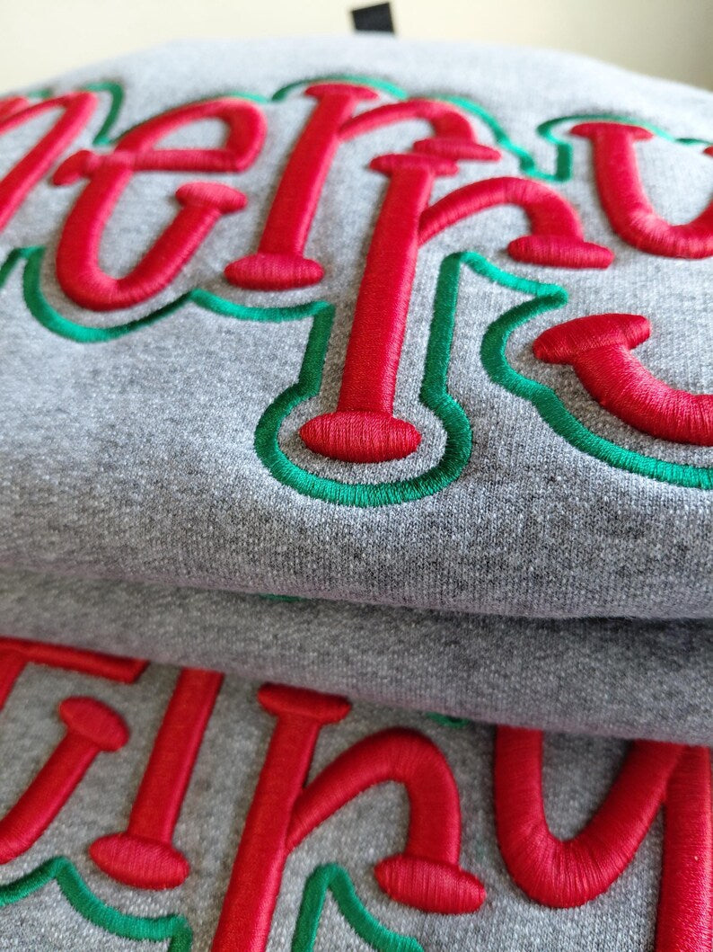 Embroidered 3D Puff Merry Sweatshirt