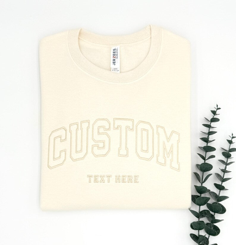 Custom Outline Embroidered Varsity Crewneck Sweatshirt