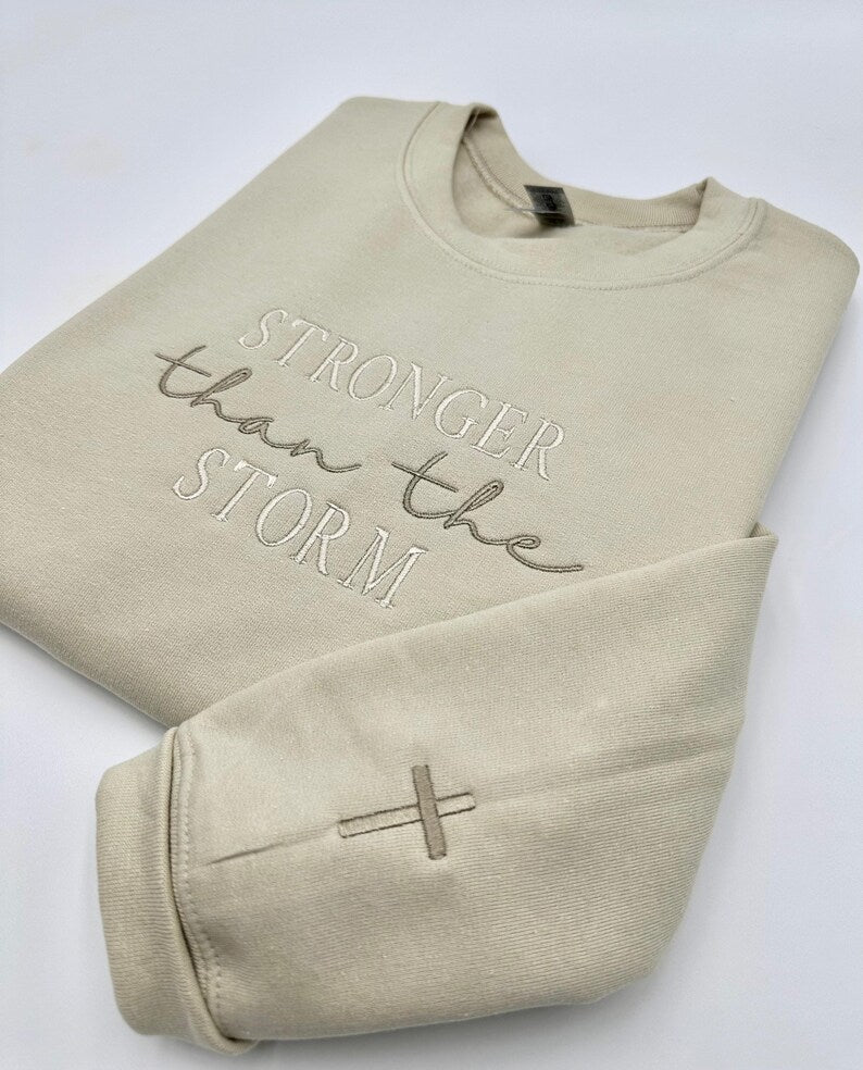 Stronger Than The Storm Embroidered Sweatshirt