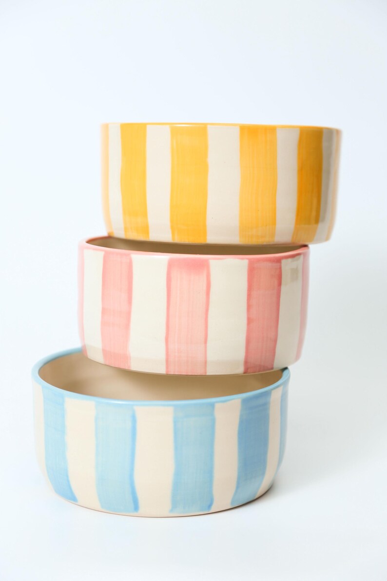 Custom Illustrated Checkered Ceramic Pet Bowl