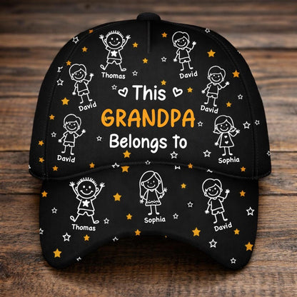 Customizable Stick Figure Grandpa Hat With Kids Names This Grandpa Belongs To Personalized Father’s Day Gift