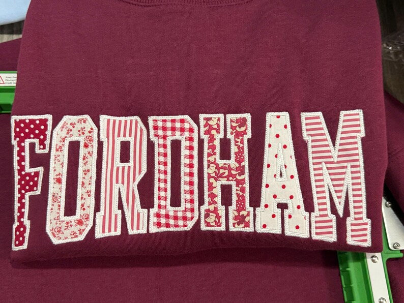 Custom Arched Appliqué Collegiate Crewneck Sweatshirt