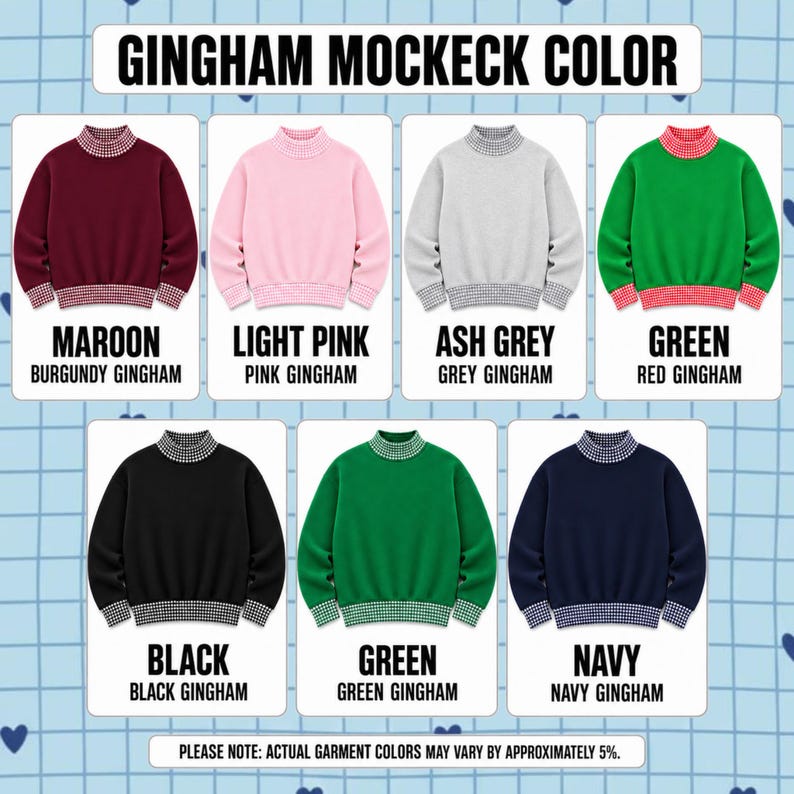 Custom Appliqué Gingham Mock Neck Sweatshirt