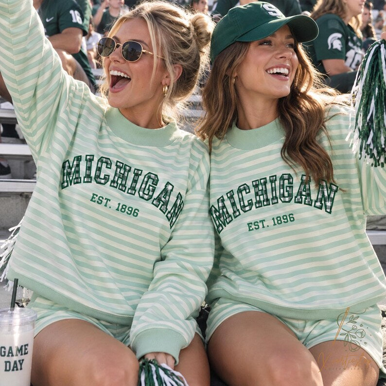 Personalized Pastel Striped Gingham Appliqué Pullover