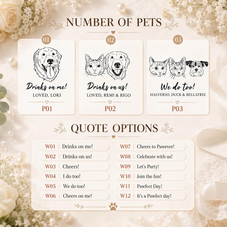Custom Pet Portrait Rubber Stamp, Personalized Wedding Napkin Stamp With Custom Text