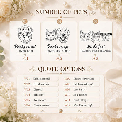 Custom Pet Portrait Rubber Stamp, Personalized Wedding Napkin Stamp With Custom Text