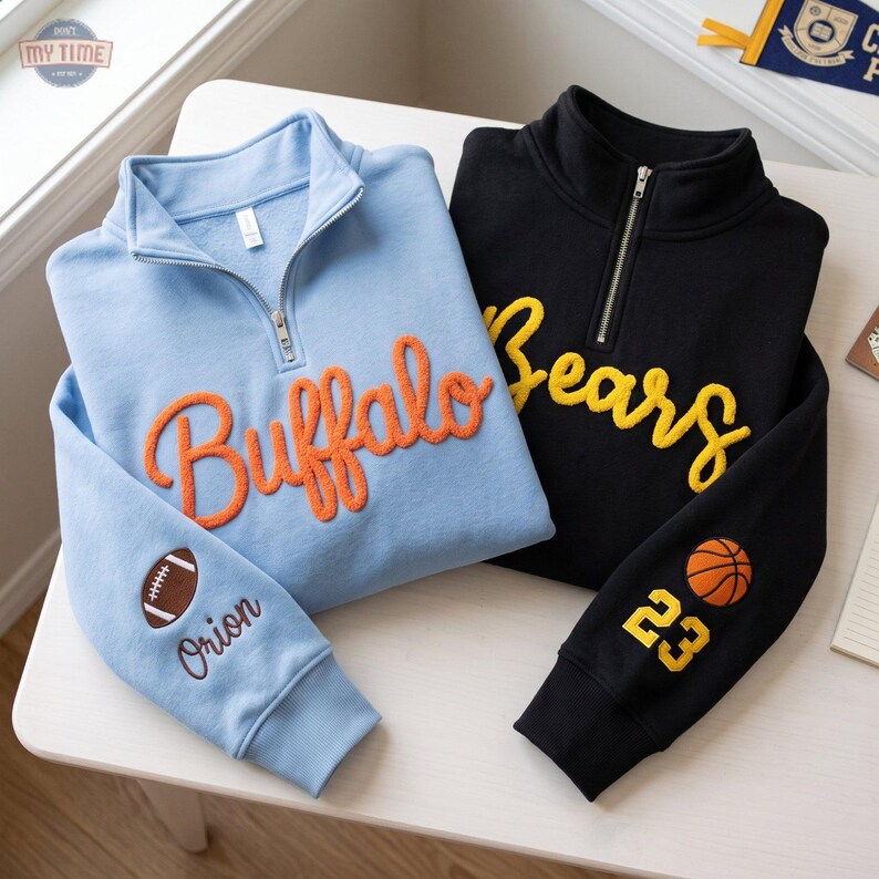 Custom Chenille Embroidered Quarter-Zip Pullover