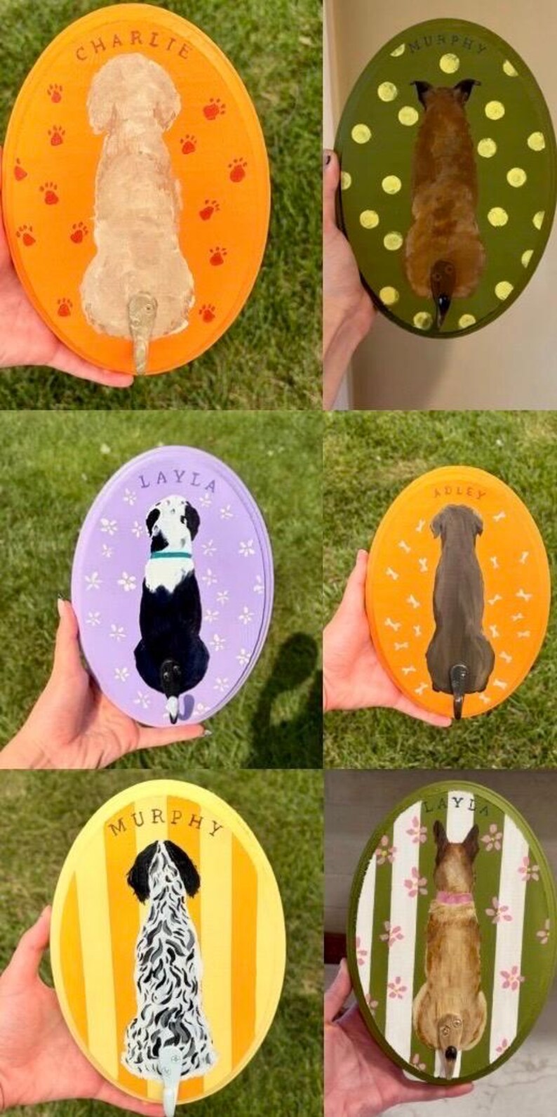Personalized Hand-Painted Dog Leash Hook Plaque