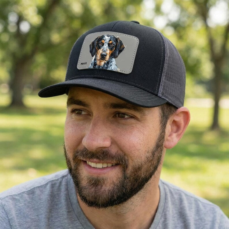 Custom Pet Portrait Leather Patch Trucker Hat