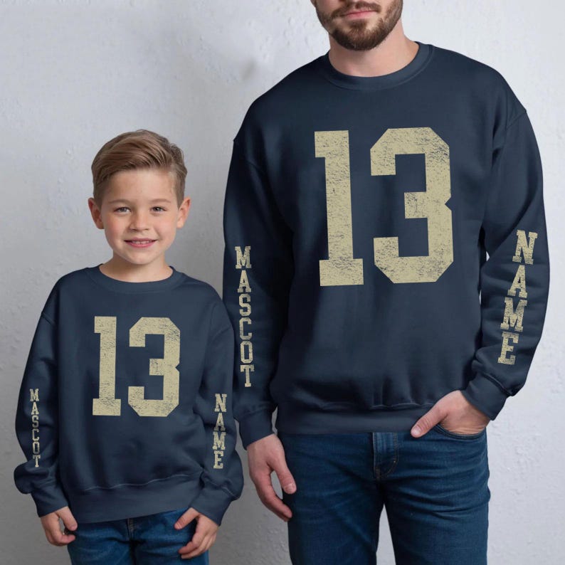 Vintage Distressed Custom Team Sweatshirt, Custom Name Mascot Sleeve Print Athletic Pullover