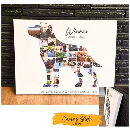 Custom Dog Silhouette Photo Collage Pet Memorial Art Print