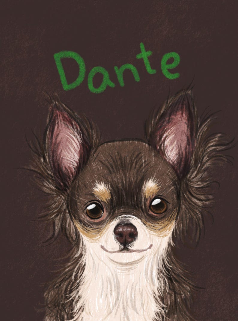 Personalized Hand-Drawn Starry Pet Portrait