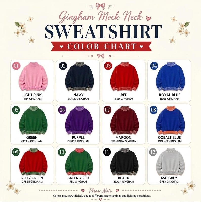 Custom Gingham Trim Chenille Varsity Sweatshirt