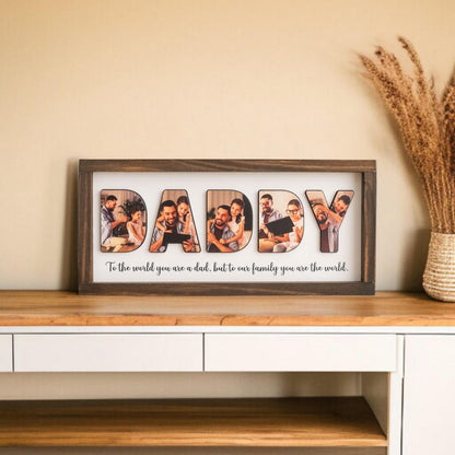 Personalized Dad Letter Photo Frame, Custom Father’s Day Wood Decor