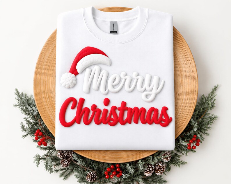 Puff Print Merry Christmas Sweatshirt