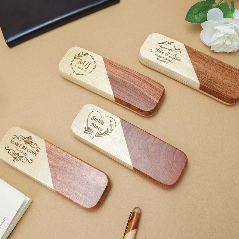 Personalized Two Tone Wooden Pen Gift Set