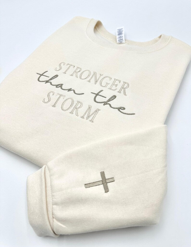 Stronger Than The Storm Embroidered Sweatshirt