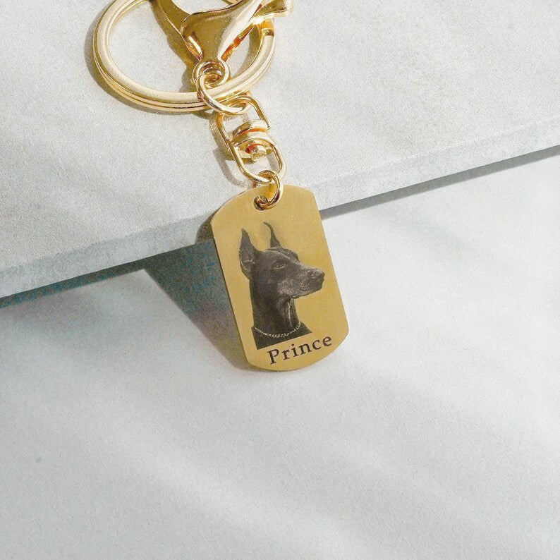 Custom Pet Portrait Engraved Keychain