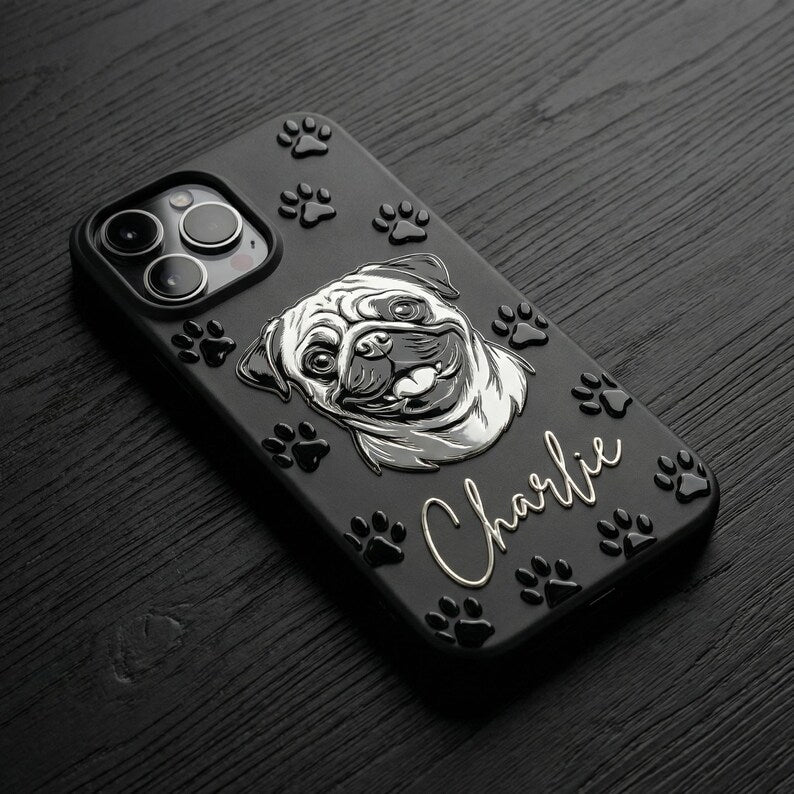Custom 3D Embossed Dog Portrait Phone Case