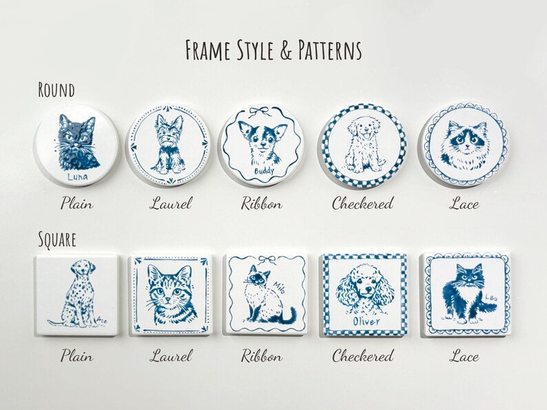 Custom Delft Ceramic Pet Portrait Magnet
