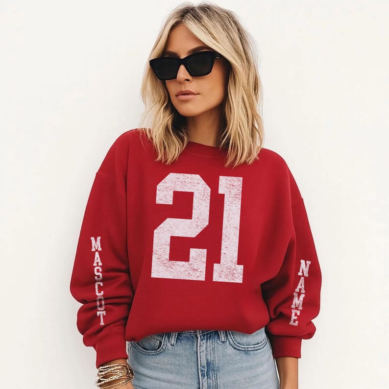 Vintage Distressed Custom Team Sweatshirt, Custom Name Mascot Sleeve Print Athletic Pullover