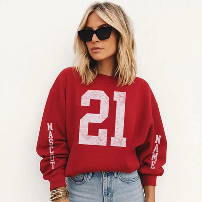 Vintage Distressed Custom Team Sweatshirt, Custom Name Mascot Sleeve Print Athletic Pullover