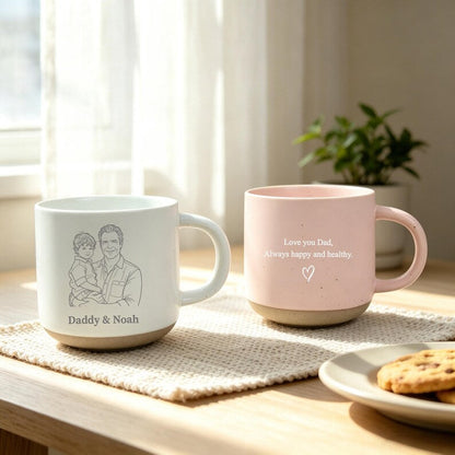 Custom Engraved Daddy & Child Line Art Mug, Unique Sentimental Gift for Dad