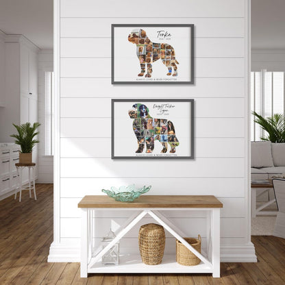 Custom Dog Silhouette Photo Collage Pet Memorial Art Print