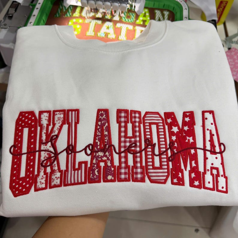 Personalized Vintage Pattern Appliqué Collegiate Sweatshirt