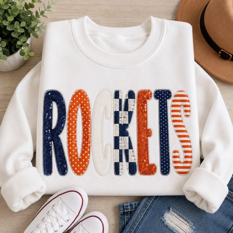 Custom Sequin Pattern Appliqué Crewneck Sweatshirt